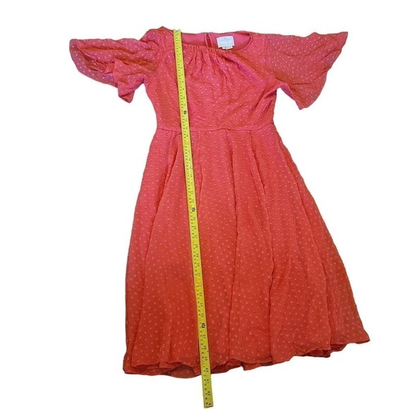 KATE SPADE Coral silk blend Clipped Chiffon A- Line Dress size 6 - Picture 6 of 10